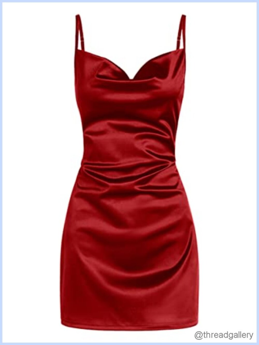 Satin Cowl Neck Spaghetti Strap Mini Slip Cocktail Dress